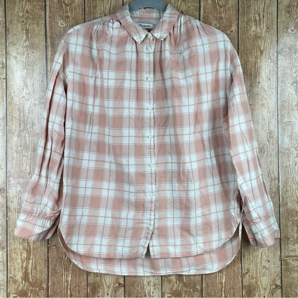 Madewell Central Long Sleeve Button Down Shirt in Pink Danville Plaid size xs - Picture 3 of 16